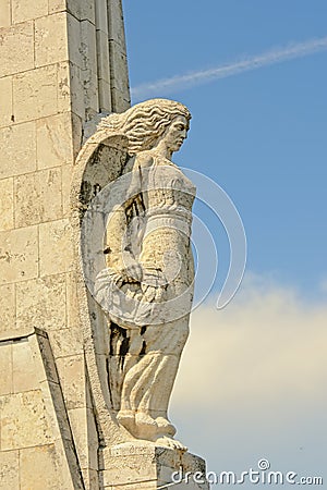 Detail of the Monument of Romanian heroes in the old citadel of Alba Iulia, low angle view Editorial Stock Photo
